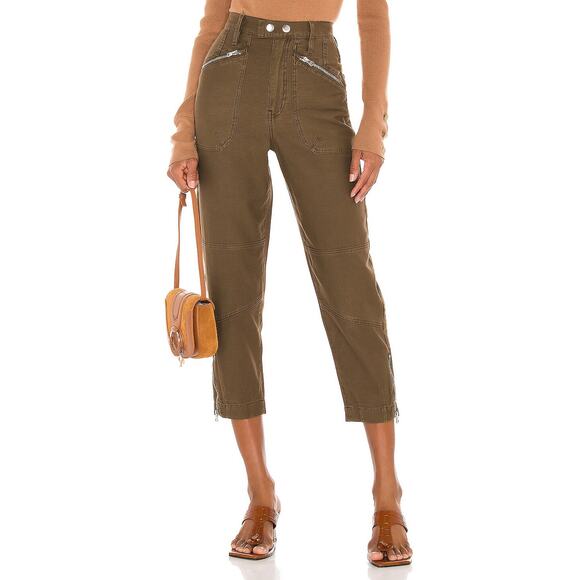 Frame Moto Zip Crop Pants in Washed Army | Size 24 - Picture 3 of 6